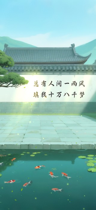 中式园林锦鲤池