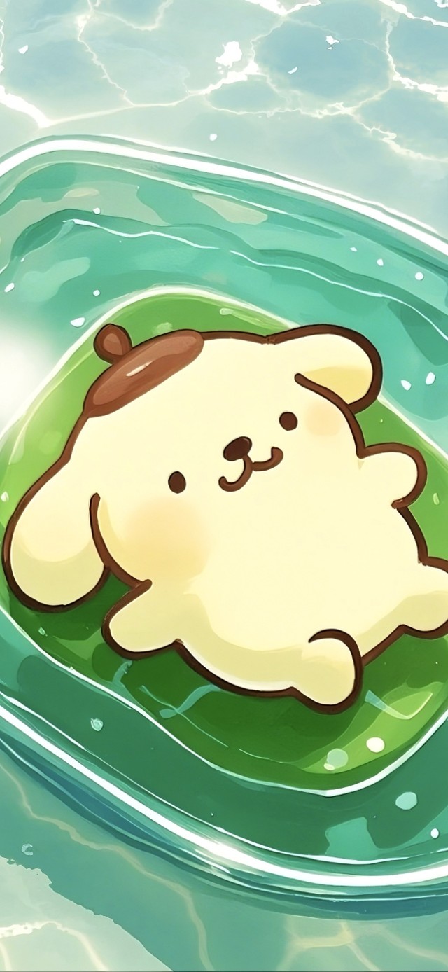 夏日河上乘凉的布丁狗