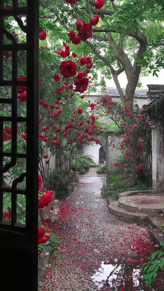 雨中小院