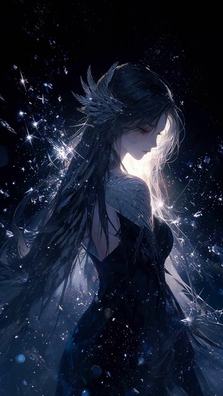 暗夜星辉美女壁纸