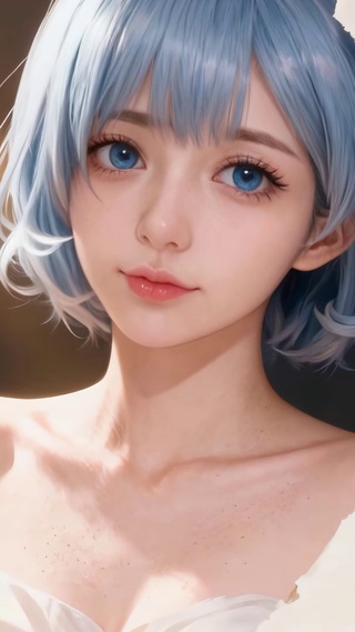 真人纯欲蓝发女孩cos雷姆