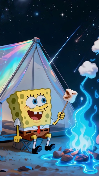 星空露营海绵宝宝派大星