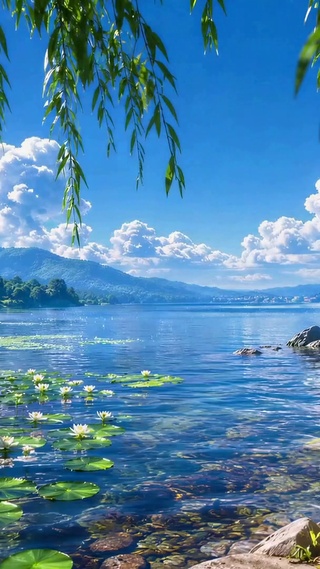 夏日湖畔风光