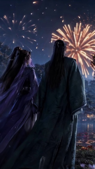 韩立紫灵看烟花