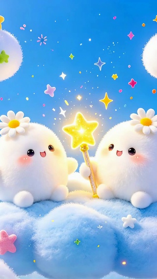 云朵上的软萌毛绒小团子