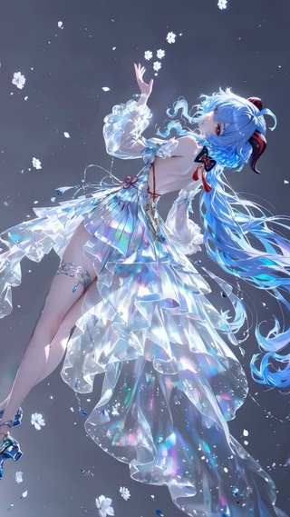 蓝发幻彩礼服少女