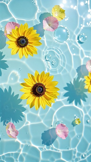 清凉水面小花