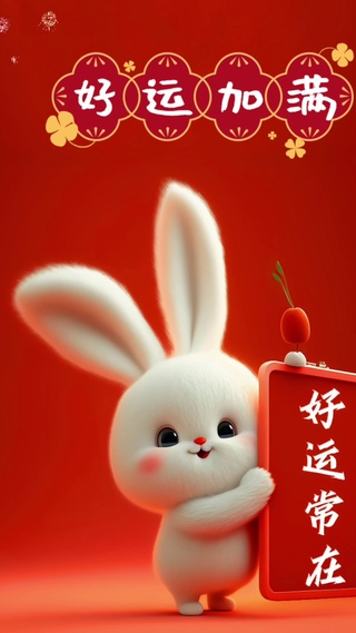 新年好运加满兔子
