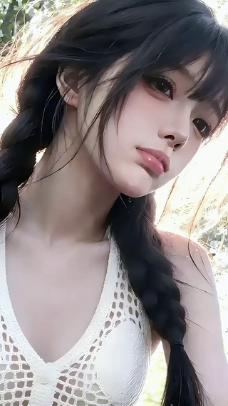 森系清纯麻花辫少女