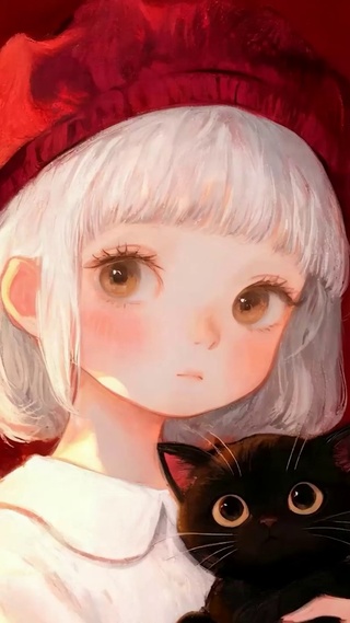 可爱女孩与猫咪