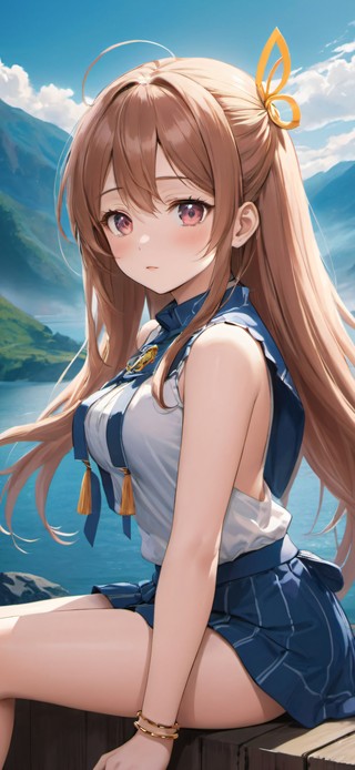 可怜可爱的湖边少女