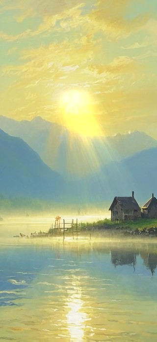 花漾壁纸|金山湖景日出