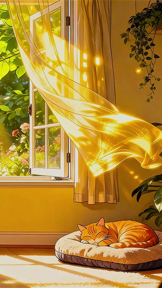 午后晒着太阳小憩的猫咪