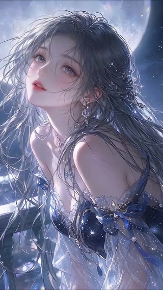 梦月昙花亭廊少女