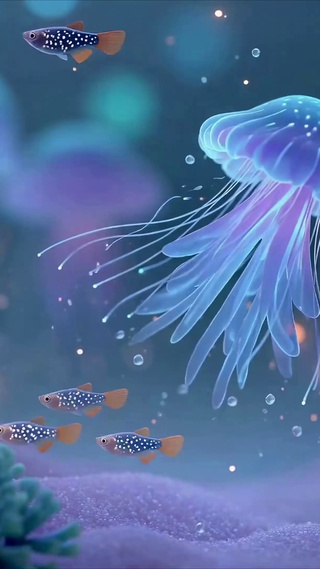 梦幻深海发光水母