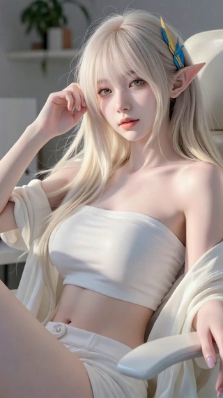 银发精灵清纯美女