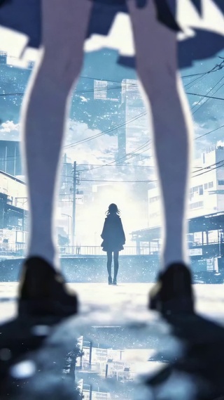 逆光都市二次元少女街景