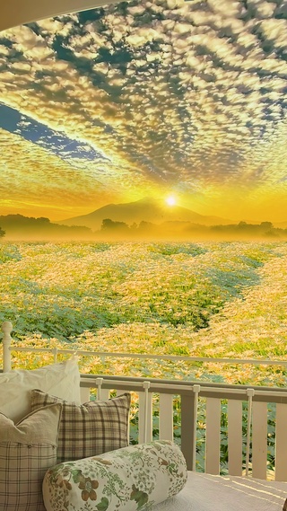 唯美爆款晚霞雏菊花海