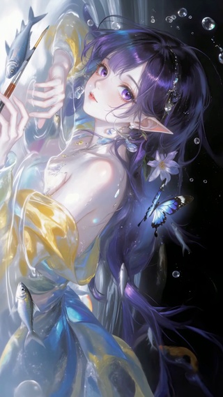 水下紫发精灵美少女