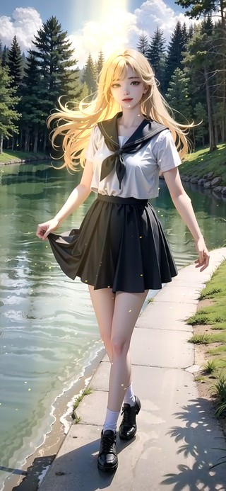 油画森林少女