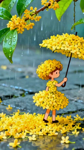 雨中桂花飘4K