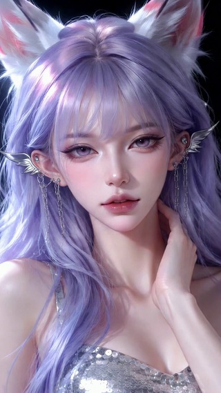 梦幻紫发狐耳美少女