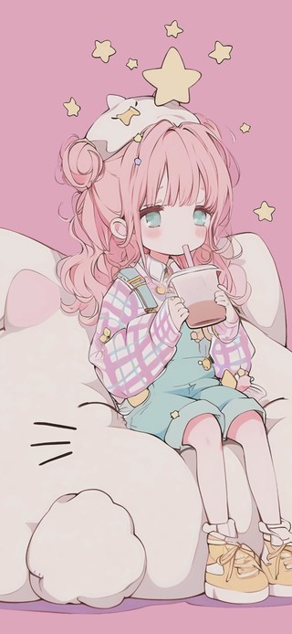 喝奶茶的女孩