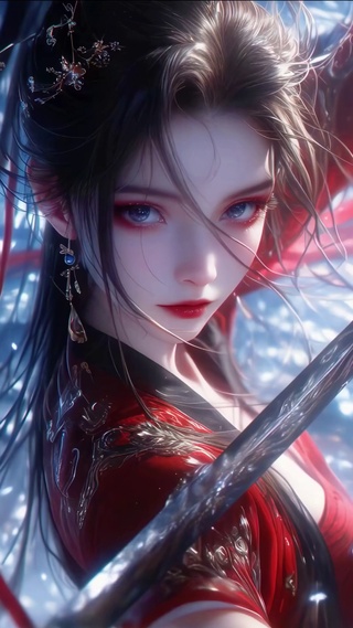 红衣剑客美女