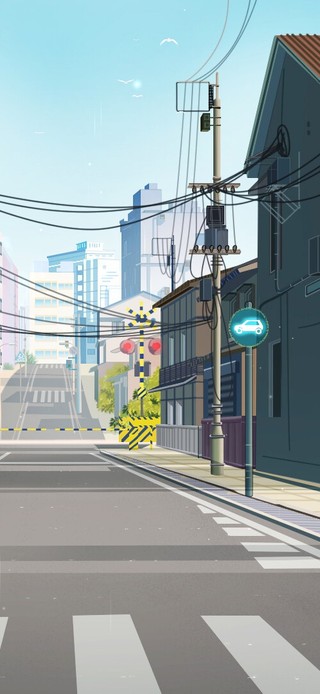 下雨的城市小镇街道