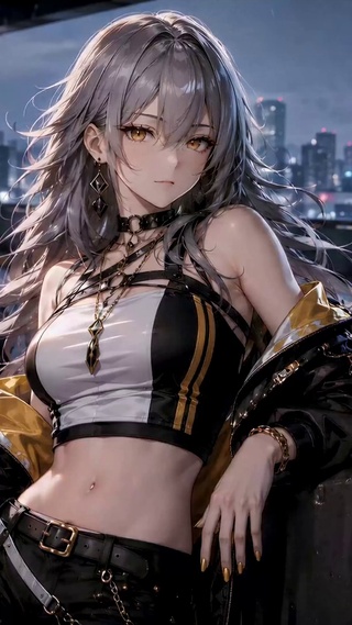 雨夜酷飒二次元美少女