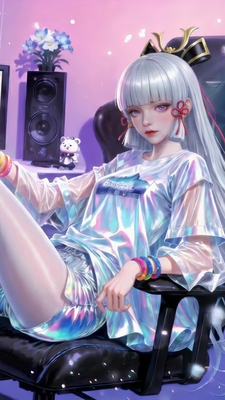电竞房银发美少女神里绫华