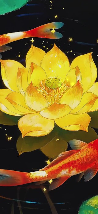 金莲伴锦鲤 财运滚滚来