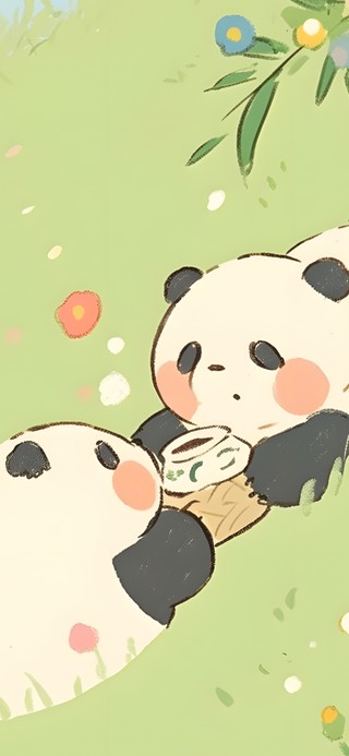 草地里的小熊猫