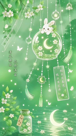 梦幻花园中的风铃之舞
