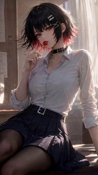 窗边叼棒棒糖