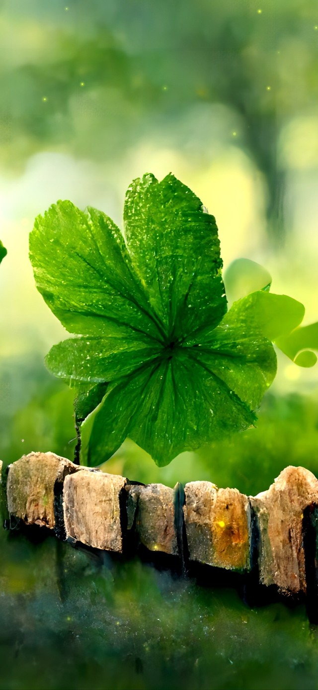 木栅栏后的四叶草