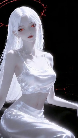 暗黑红环白发冷艳美少女