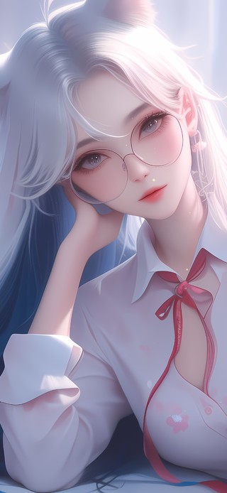 清纯治愈眼镜女孩