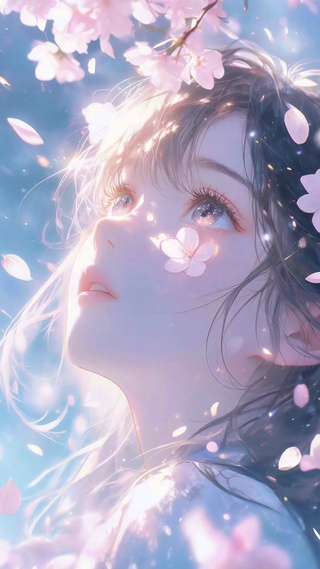 唯美落花美女壁纸