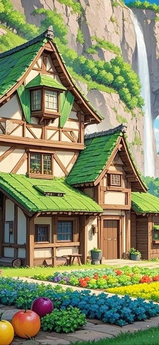 瀑布下的童话小屋