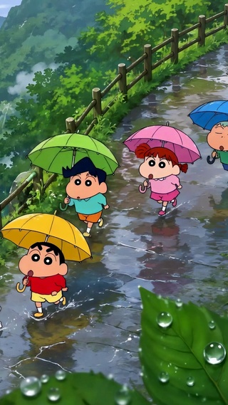 春日部雨天山间撑伞漫步