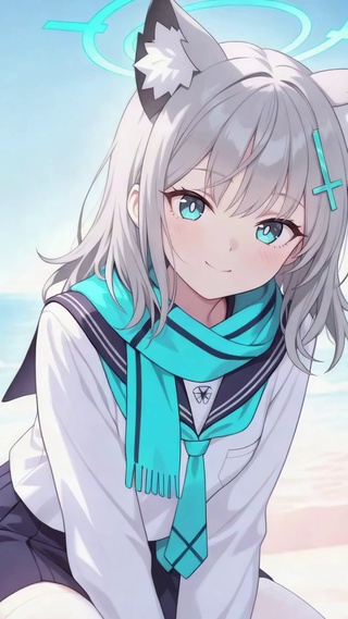 蔚蓝海边美少女