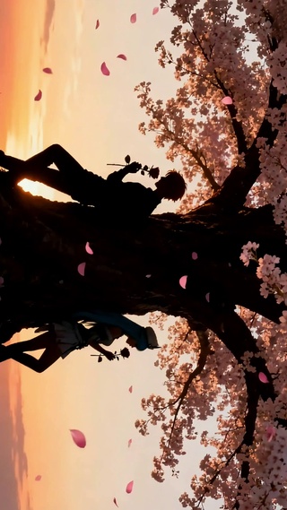 樱花树下的李白王昭君