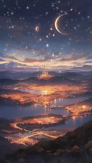 都市绚烂夜景星空