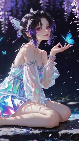紫藤花下蝴蝶少女蝴蝶忍