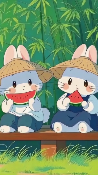 竹林下的吃瓜小分队