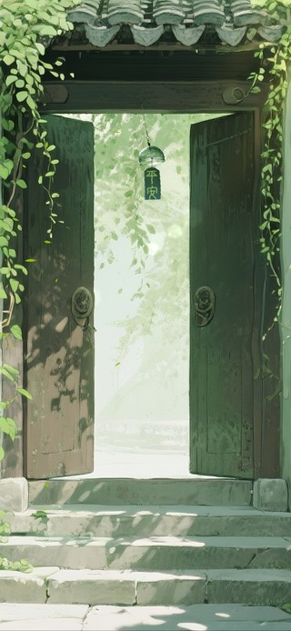 儿时绿荫下的老家大门