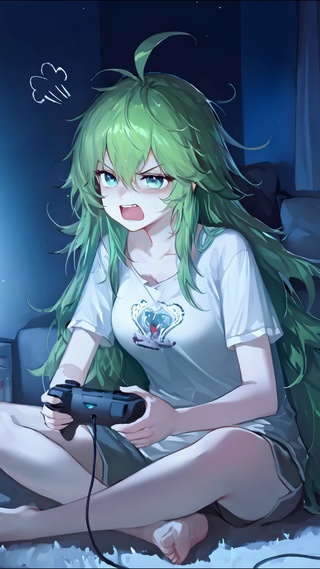 熬夜打游戏女孩