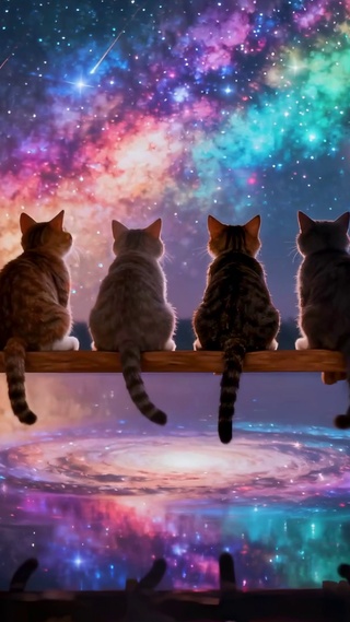 星际喵团秋千星河倒影的治愈奇幻