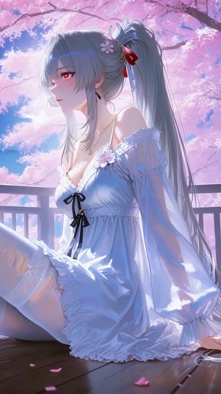 月下樱花银发美少女绯雪